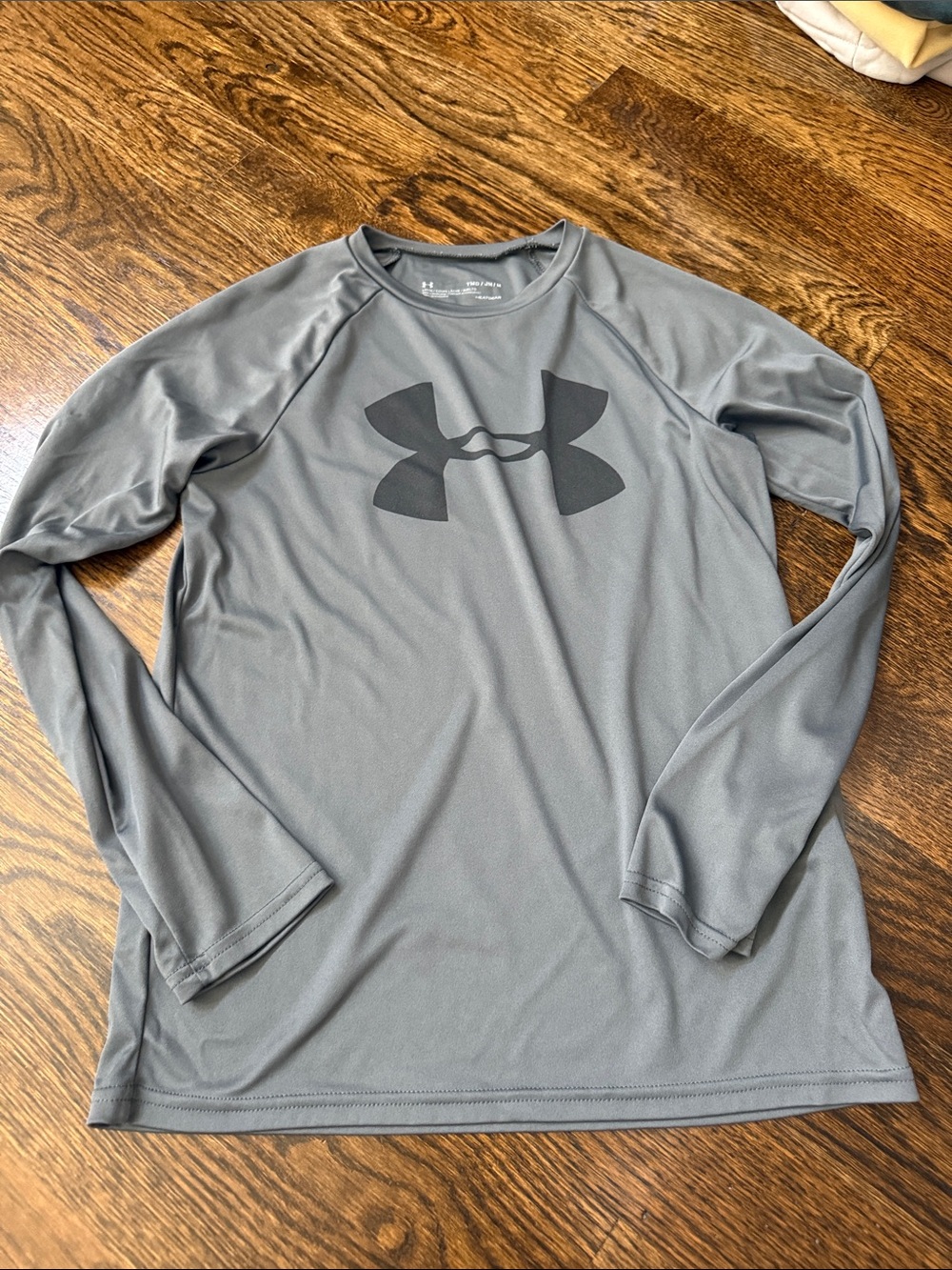 Under Armour Men's Long-Sleeve Performance Tee - Gray with Black Logo